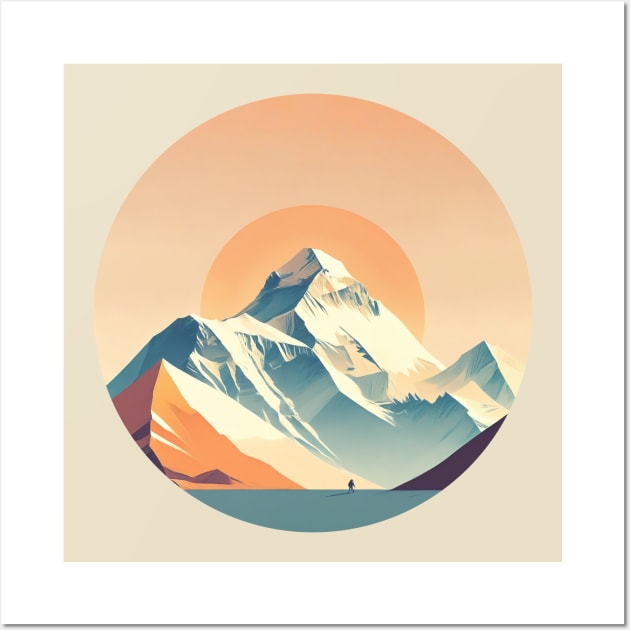 Minimalist Everest: Journey to the Summit T-shirt Wall Art by CoffeeBrainNW